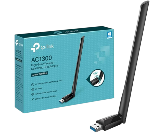 TP-Link Archer T3U Plus Chiavetta WiFi AC1300Mbps, Alto Guadagno, Wireless Dual Band, Adattatore USB